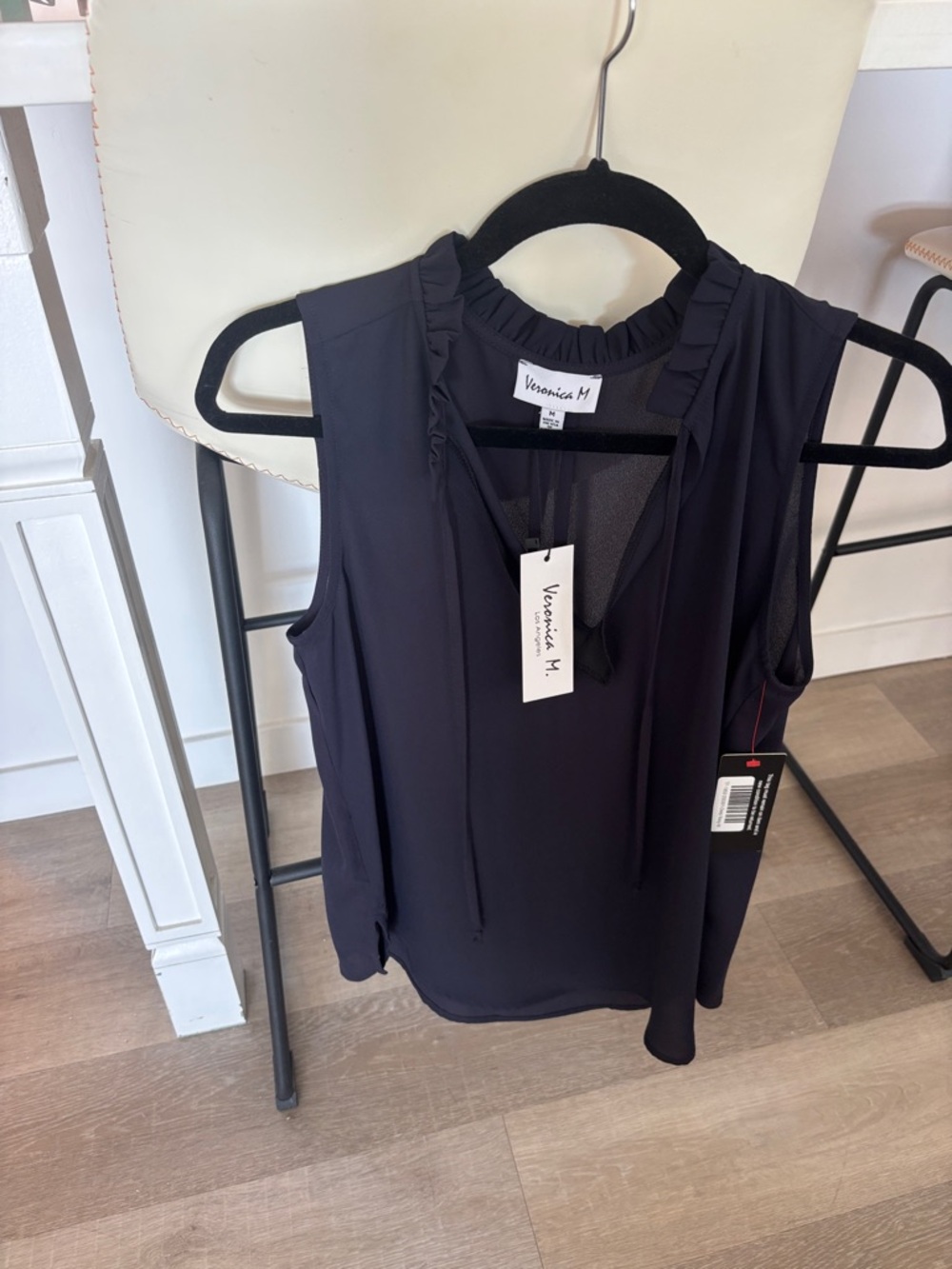 Veronica M Navy Ruffle-Trim Sleeveless Camisole
